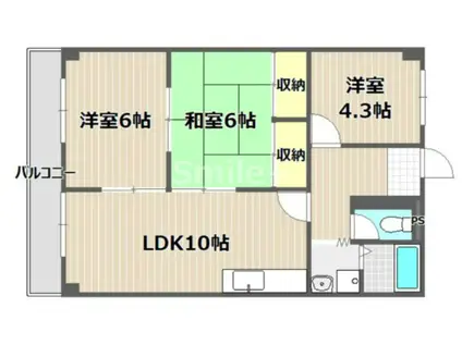 レジデンス十和(3LDK/1階)の間取り写真