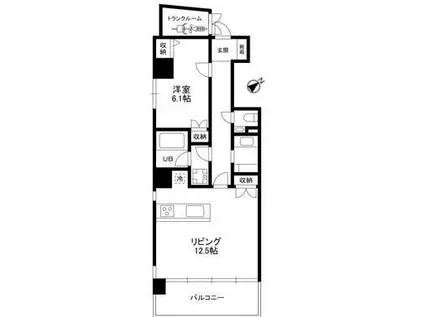 COCOSPACE麻布十番(1LDK/7階)の間取り写真