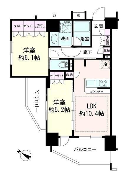 パレステージ曳舟II(2LDK/2階)の間取り写真