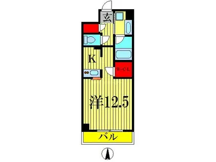 レジデンス両国駅前(1K/11階)の間取り写真