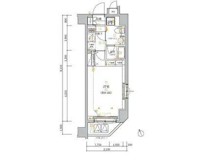 アルテシモ フェリオ(1K/1階)の間取り写真