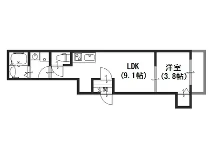 GENIUS・F(1LDK/2階)の間取り写真