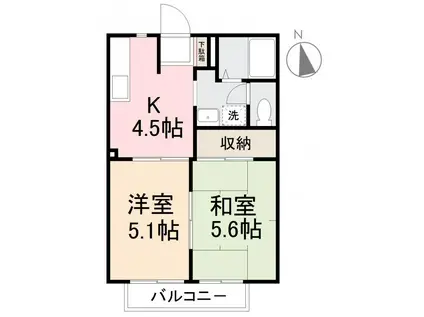 STハイツC(2K/2階)の間取り写真