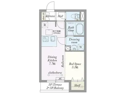 MYSTYLE VINTAGE成田(1DK/2階)の間取り写真