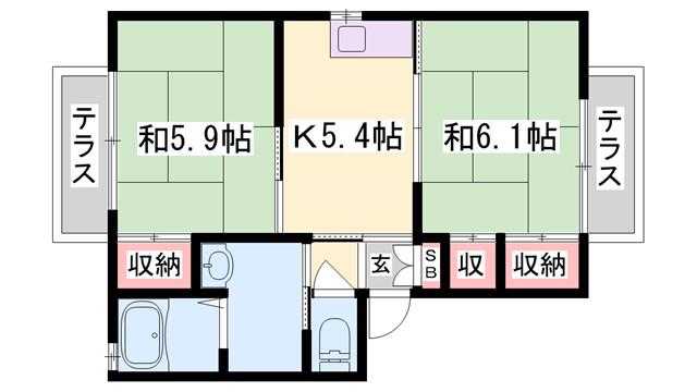 えすたしおん下滝野ハイツ(2K/2階)の間取り写真