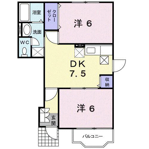 グラン・リーオ A(2DK/1階)の間取り写真