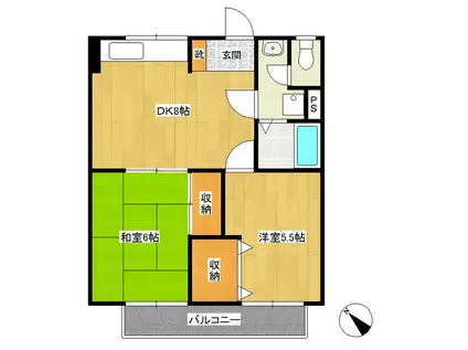 下田ハイツ馬場町(2DK/3階)の間取り写真