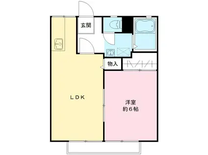 旭台アーバンハイツD棟(1LDK/2階)の間取り写真