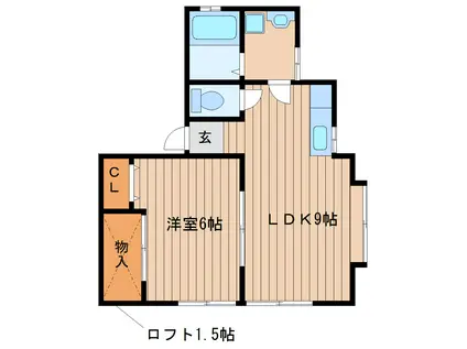 グレートハウス(1LDK/2階)の間取り写真