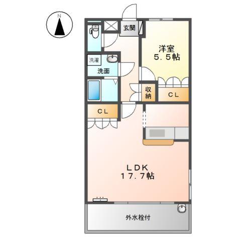 ストラーダII(1LDK/2階)の間取り写真