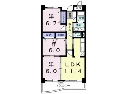 グランドレジデンス(3LDK/3階)の間取り写真