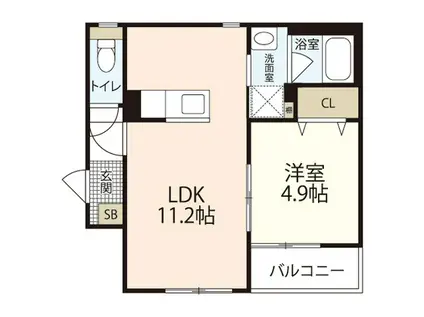 クレール緑井(1LDK/1階)の間取り写真