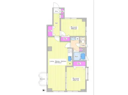 瀬里奈グリーンハイツ(2LDK/5階)の間取り写真