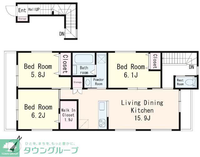 アステール渋谷本町(3LDK/3階)の間取り写真