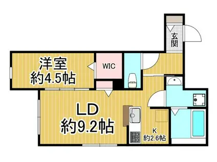 オリビア苦楽園(1LDK/1階)の間取り写真