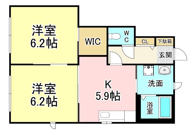 プレミールGさくら館(2K/1階)の間取り写真