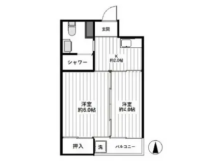 両国武蔵野マンション(2K/11階)の間取り写真