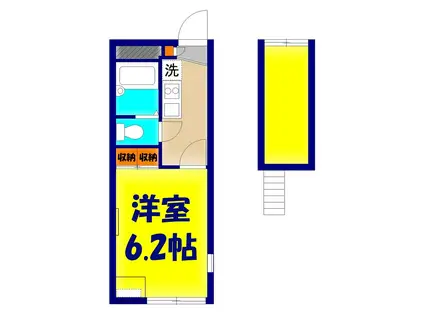 ウエスト本郷1(1K/2階)の間取り写真