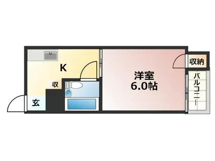 コーポラス寺町(1DK/5階)の間取り写真