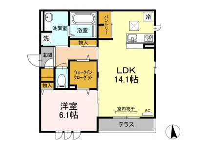 ラムリテン(1LDK/1階)の間取り写真