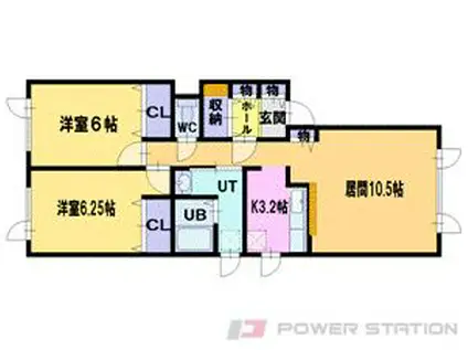 ユニゾンコート高砂(2LDK/2階)の間取り写真