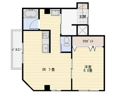 リ・ポーズ21(1DK/4階)の間取り写真