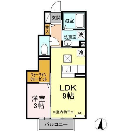 エバーグリーン(1LDK/1階)の間取り写真