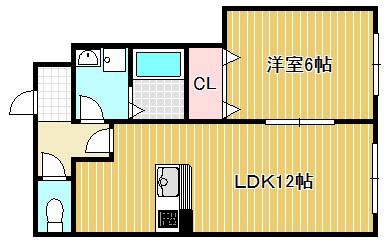 サンガーデン一橋(1LDK/1階)の間取り写真