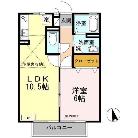 オリエンタルM(1LDK/2階)の間取り写真