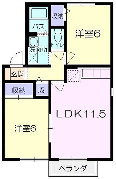 K・コンフォートインB(2LDK/2階)の間取り写真