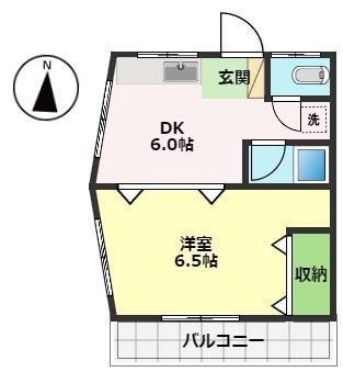 メゾン高見(1DK/3階)の間取り写真