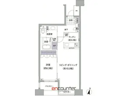 アビティ目黒(1LDK/1階)の間取り写真