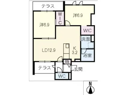 ラコンテ古径(2LDK/1階)の間取り写真