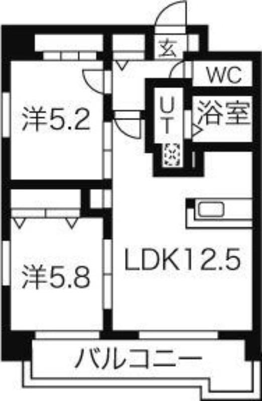 RHAM円山(2LDK/9階)の間取り写真