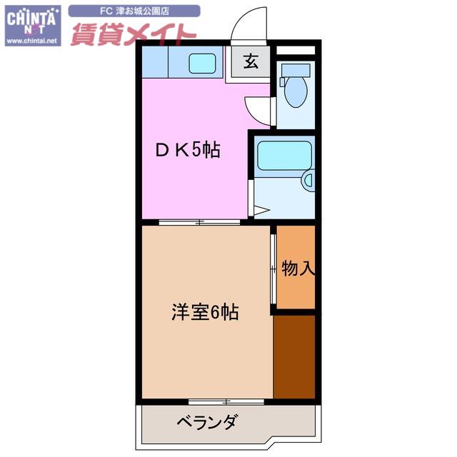 ブルージュ寿町(1DK/2階)の間取り写真