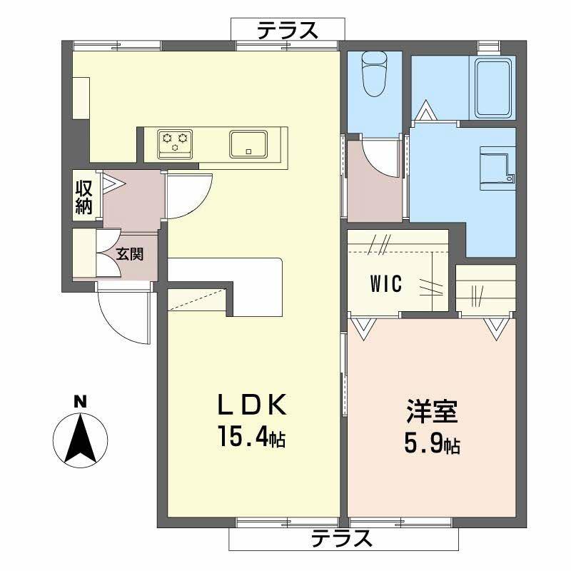 フレグランス大門(1LDK/1階)の間取り写真