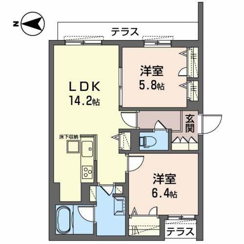ブルーメハイム(2LDK/1階)の間取り写真