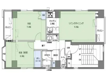 アゼリアガーデン(2LDK/3階)の間取り写真