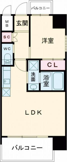 プレジオ八戸ノ里(1LDK/3階)の間取り写真