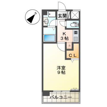 ウィング青山(1K/4階)の間取り写真