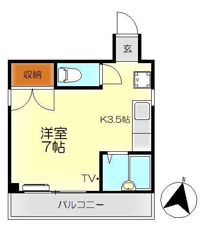 KSビル(1K/2階)の間取り写真