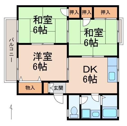 セジュール梅ノ木C(3DK/2階)の間取り写真