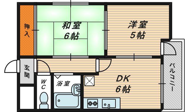 エルベ横堤(2DK/3階)の間取り写真