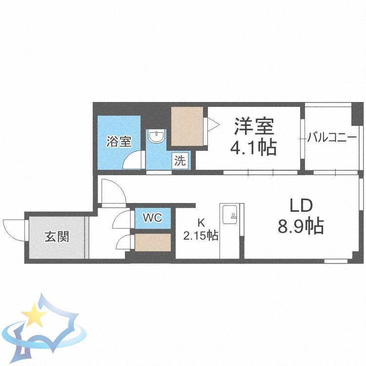 S-RESIDENCE近代美術館前(1LDK/6階)の間取り写真