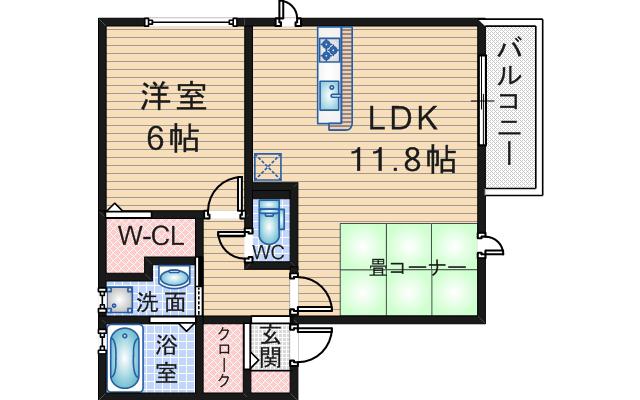 ダッフィールーム(2LDK/1階)の間取り写真