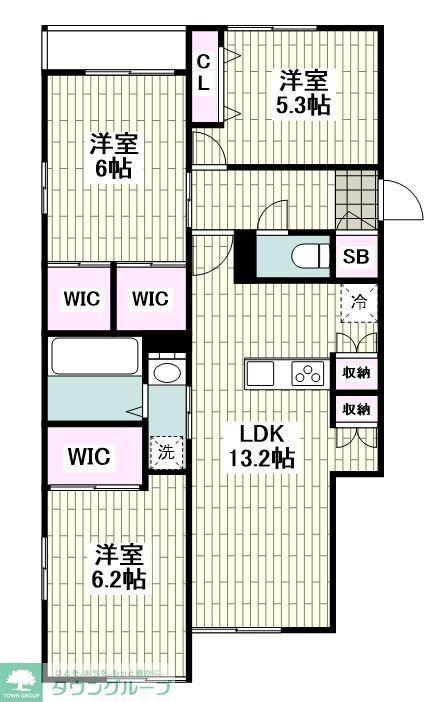 PARK VILLA M(3LDK/1階)の間取り写真