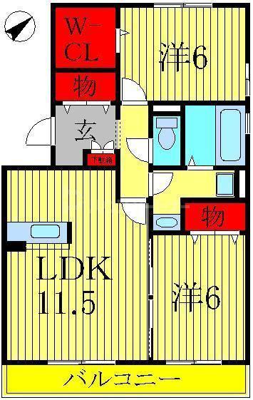 フローラルA(2LDK/2階)の間取り写真