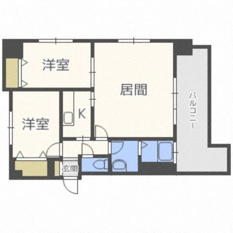 ビッグパレス南12条(2LDK/14階)の間取り写真
