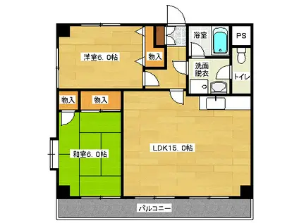 コンビデンス西本(2LDK/3階)の間取り写真