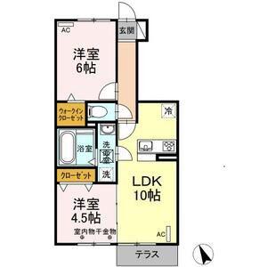 クレールシャンブルII(2LDK/1階)の間取り写真